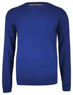 Sweter Chabrowy w Serek (V-neck), Klasyczny -Adriano Guinari- Męski, Niebieski - Swetry męskie - miniaturka - grafika 1