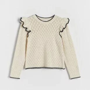 Reserved - Ażurowy sweter - Kremowy - Swetry dla dziewczynek - miniaturka - grafika 1