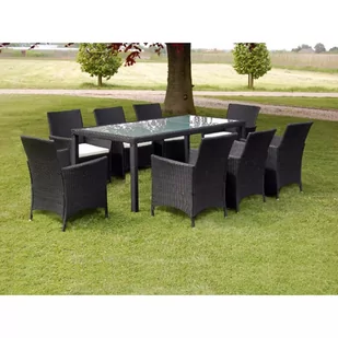 vidaXL 9 częściowy zestaw mebli ogrodowych z poduszkami rattan PE czarny 43118 43118 - Meble ogrodowe - miniaturka - grafika 1
