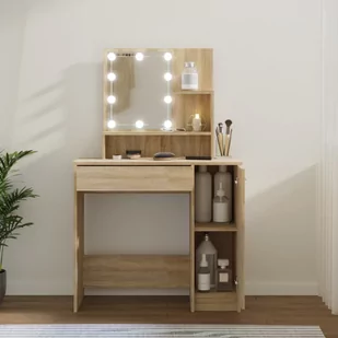 Toaletka z oświetleniem LED, dąb sonoma, 86,5x35x136 cm - Toaletki - miniaturka - grafika 1