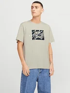 Koszulki męskie - Jack & Jones Koszulka w kolorze beżowym - miniaturka - grafika 1