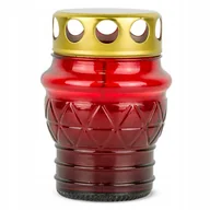 Lampiony i znicze - Znicz Szklany Zalewany 10 cm Czerwony DP64 Znicz z metalowym kapturkiem - miniaturka - grafika 1