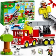Klocki - ZESTAW KLOCKÓW LEGO DUPLO STRAŻ POŻARNA AUTO WÓZ STRAŻACKI KLOCKI na PREZENT dla dziecka duże elementy ruchome - miniaturka - grafika 1