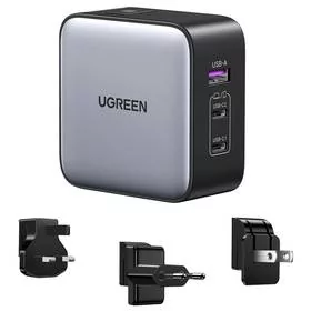 Ładowarka sieciowa UGREEN 1xUSB, 2xUSB-C 65W GaN Tech Worldwide Travel (90409) Szara - Ładowarki do telefonów - miniaturka - grafika 1