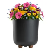 Donice - HowHomely Donica TERRA na nóżkach recykling antracyt h21x19,3 cm - miniaturka - grafika 1