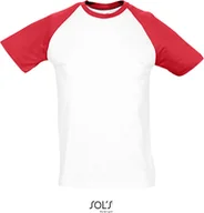 Koszulki męskie - SOLs 11190 Raglan Funky 150 Koszulka Męska - Kolor: Biały/Czerwony - Rozmiar: M - miniaturka - grafika 1