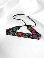 Naszyjniki - Koralikowy naszyjnik z kwiatowym wzorem ludowym - miniaturka - grafika 1