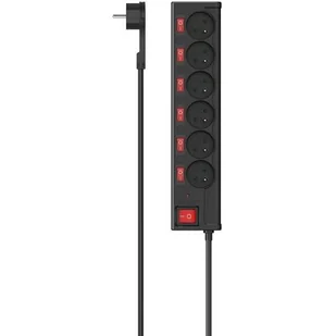 Listwa HAMA 6 gniazd 1.5m + osobne wyłączniki P2223773 - Listwy zasilające - miniaturka - grafika 1
