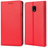 Etui i futerały do telefonów - Moozy Etui z klapką do Samsung J3 2017, czerwone - Inteligentne etui z klapką magnetyczną z uchwytem na kartę i stojakiem - miniaturka - grafika 1