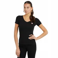 Koszulki i topy damskie - Guess Koszulka Damska T-shirt Ss Vn Mini Triangle Czarna R.s - miniaturka - grafika 1