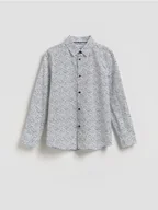 Bluzki dla chłopców - Reserved - Koszula z drobnym wzorem - biały - miniaturka - grafika 1