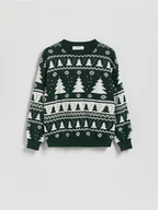 Bluzy dla chłopców - Reserved - Sweter ze wzorem - zielony - miniaturka - grafika 1