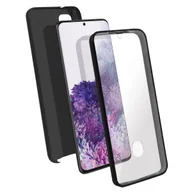 Etui i futerały do telefonów - Etui 360° do Samsunga Galaxy S20 Elastyczny przód i sztywny tył – czarne - miniaturka - grafika 1