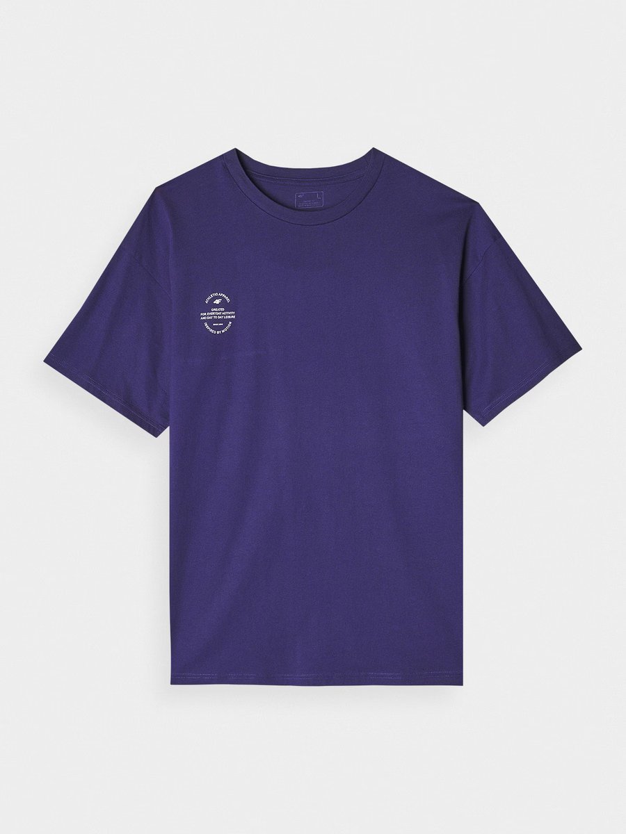 4F T-shirt bawełniany uniseks 4FWAW24USEAM174-31M Granatowy Roz. S-M