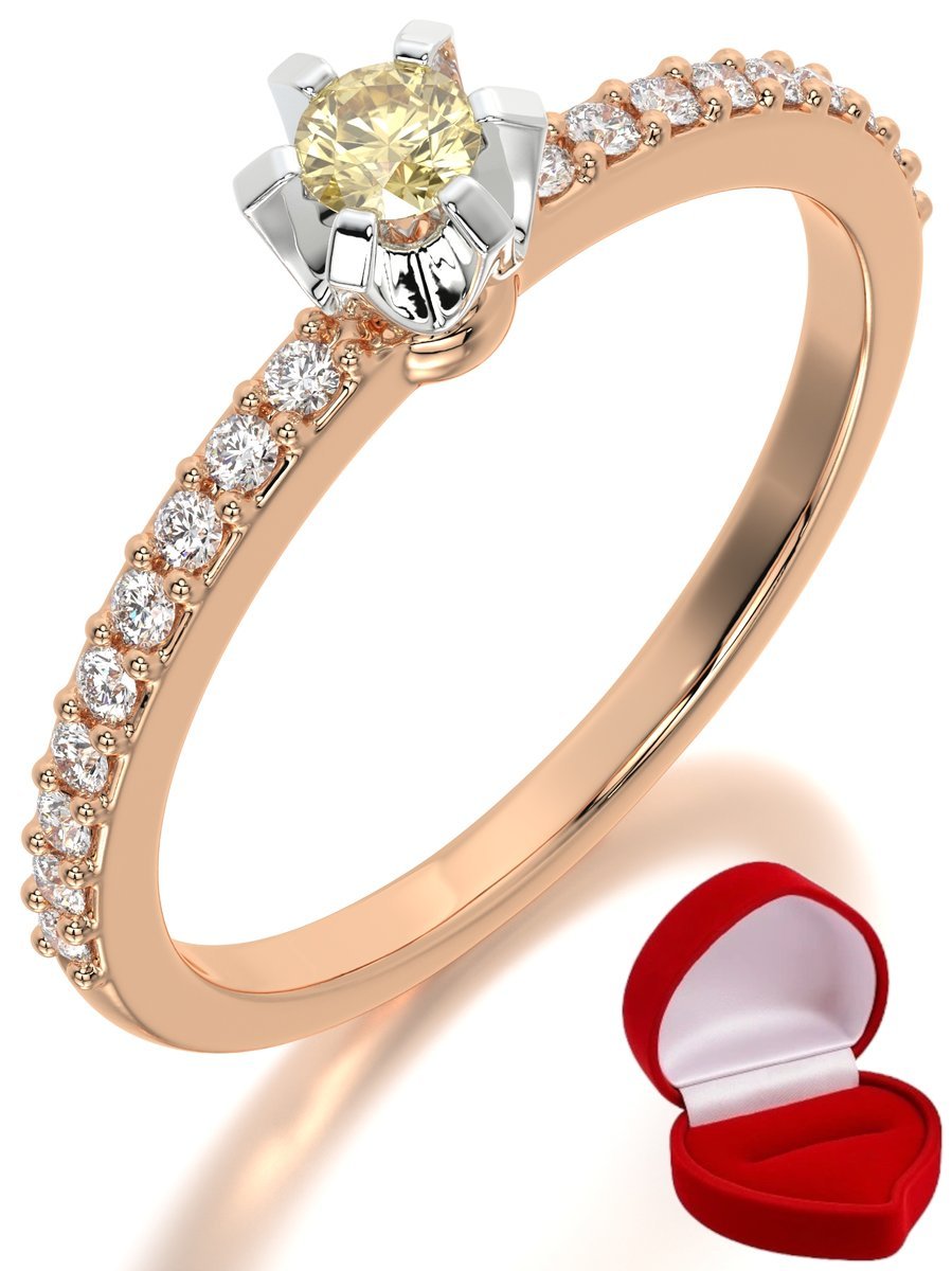 ZŁOTY PIERŚCIONEK ZARĘCZYNOWY 585 14k SZAFIR 0,09 ct RÓŻOWE ZŁOTO R16