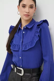 Koszule damskie - Morgan koszula bawełniana damska kolor fioletowy regular z kołnierzykiem klasycznym - grafika 1