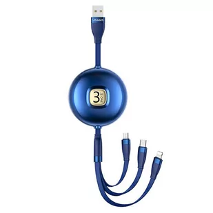 USAMS Kabel U69 3w1 1m niebieski/blue (lightning/microUSB/USB-C) SJ508USB02 (US-SJ508) - Kable USB - miniaturka - grafika 1