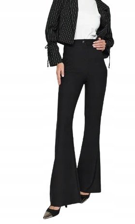 TRENDYOL CZARNE ELEGANCKIE SPODNIE DZWONY WYSOKI STAN 34 MQF