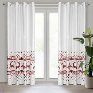 Zasłona świąteczna na przelotkach Noel 140 x 250 cm biały - Zasłony - miniaturka - grafika 1