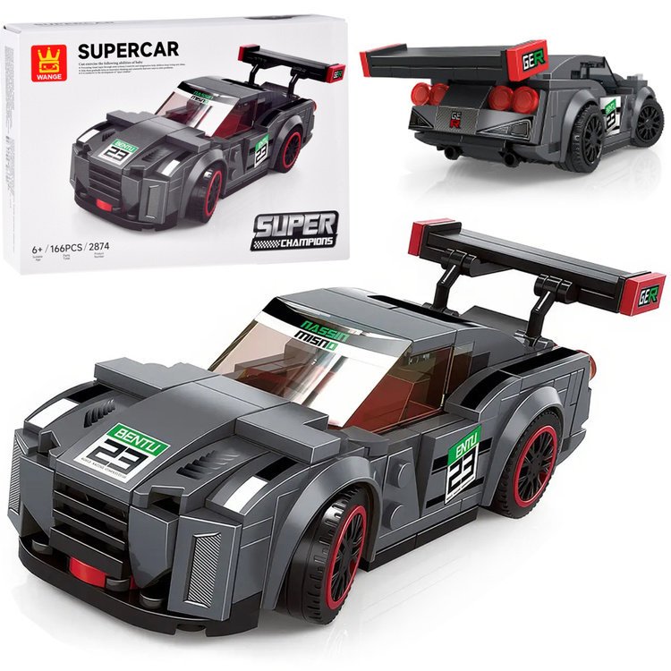 ZESTAW KLOCKI TECHNICZNE SPORTOWE AUTO SZARE