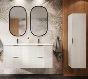 Inne meble do łazienki - Biały łazienkowy komplet z podwójną szafką pod umywalkę F4-T65 - miniaturka - grafika 1