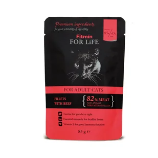Fitmin Cat For Life For Adult Beef saszetka 85 g 10+2 SZT - Mokra karma dla kotów - miniaturka - grafika 1