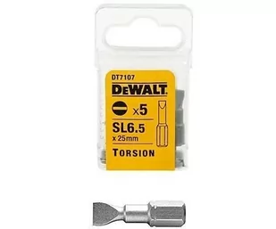DeWalt Końcówka wkrętakowa Torsion płaskie 6,5x25mm 5szt. - DT7107 - Akcesoria do elektronarzędzi - miniaturka - grafika 1