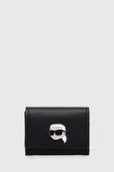 Portfele - Karl Lagerfeld portfel skórzany damski kolor czarny - miniaturka - grafika 1