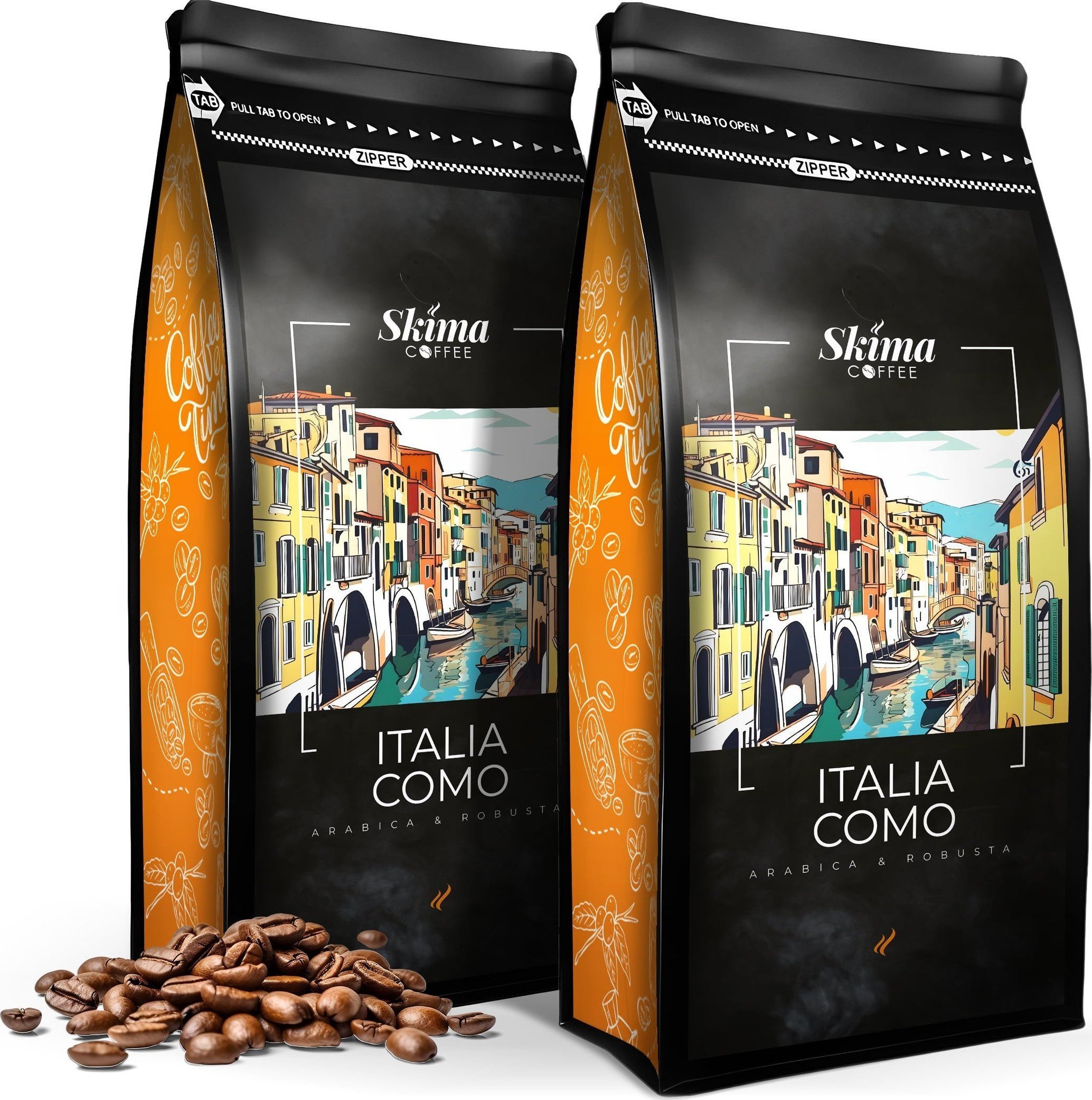 Zestaw Kawa ziarnista 1kgX2 ITALIA COMO BLEND Świeżo Palona do ekspresu + GRATIS