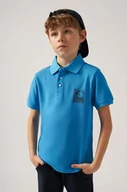 Koszulki dla chłopców - Mayoral polo bawełniane dziecięce kolor niebieski z nadrukiem - miniaturka - grafika 1