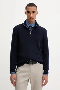 Calvin Klein sweter wełniany męski kolor granatowy lekki z półgolfem LV04LD318G - Swetry męskie - miniaturka - grafika 1