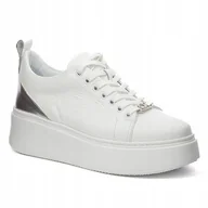 Półbuty damskie - BIAŁE PÓŁBUTY SNEAKERSY CARINII B9119-I81 SKÓRA MODNE PLATFORMA R.38 - miniaturka - grafika 1