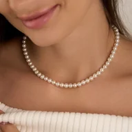 Naszyjniki - Naszyjnik "Born in the Sea" z białych pereł 6mm oraz srebra 925 pozłacanego - miniaturka - grafika 1