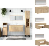 Szafki łazienkowe - vidaXL Szafka łazienkowa z lustrem materiał drewnopochodny dąb sonoma - Zestawy mebli łazienkowych - miniaturka - grafika 1