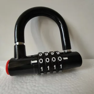 TEMU Zamek U-Lock na rowery, hulajnogi - polerowany stop cynku i PVC, zamek kombinacyjny, 4-cyfrowy kod resetowania, kontrola ręczna - - Inne - miniaturka - grafika 1