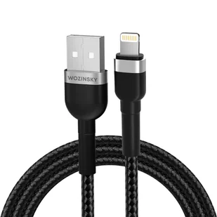 Kabel przewód do iPhone w oplocie USB-A - Lightning 2.4A 2m czarny - Kable USB - miniaturka - grafika 1