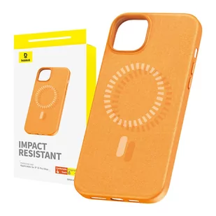 Magnetyczne Etui na telefon iPhone 15 ProMax Baseus Fauxther Series (Pomarańczowe) - Etui i futerały do telefonów - miniaturka - grafika 1
