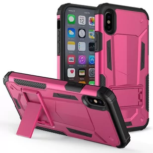 Zizo Hybrid Transformer Cover - Pancerne etui iPhone X z podstawką (Hot Pink/Black) - Etui i futerały do telefonów - miniaturka - grafika 1