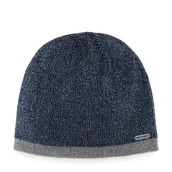 Czapki damskie - Męska czapka w drobny splot granatowo - szara - miniaturka - grafika 1