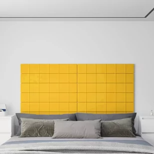 Panele ścienne, 12 szt., żółte, 90x15 cm, aksamit, 1,62 m² - Dekoracje domu - miniaturka - grafika 1