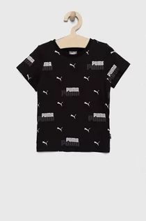 Koszulki dla chłopców - Puma t-shirt bawełniany dziecięcy ESS+ LOGO POWER AOP Tee B kolor czarny wzorzysty - grafika 1