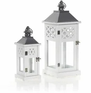 Lampiony i znicze - Max-land Latarnia ogrodowa lampion komplet biel 2szt MSL2077 MSL2077 - miniaturka - grafika 1