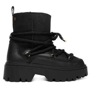 Śniegowce Tommy Hilfiger Real Shearling Laceup Snowboot FW0FW08996 Czarny - Śniegowce damskie - miniaturka - grafika 1