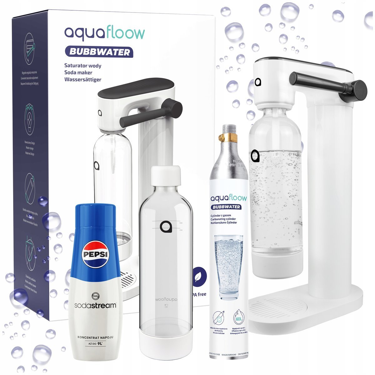 Saturator do wody gazowanej 2x butelka na wodę nabój co2 sodastream pepsi