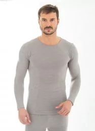 Koszulka męska długi rękaw Brubeck Comfort Wool LS11600 szary - Koszulki męskie - miniaturka - grafika 1