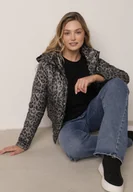 Kurtki damskie - Czarno-Zielona Kurtka Przejściowa w Panterkę z Odpinanym Kapturem Antolea - miniaturka - grafika 1