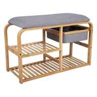 Szafki na buty - Bambusowy regał na buty z szarym siedziskiem Leitmotiv Bench, szer. 70 cm - miniaturka - grafika 1