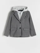 Kurtki i płaszcze dla dziewczynek - Reserved - Płaszcz z imitacją bluzy - ciemnoszary - miniaturka - grafika 1