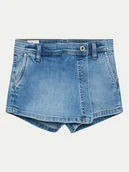 Spodenki damskie - Pepe Jeans Szorty jeansowe A-Line Skort Hw Jr PG800862 Niebieski Regular Fit - miniaturka - grafika 1