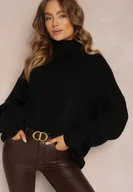 Swetry damskie - Czarny Golf Oversize Malia - miniaturka - grafika 1